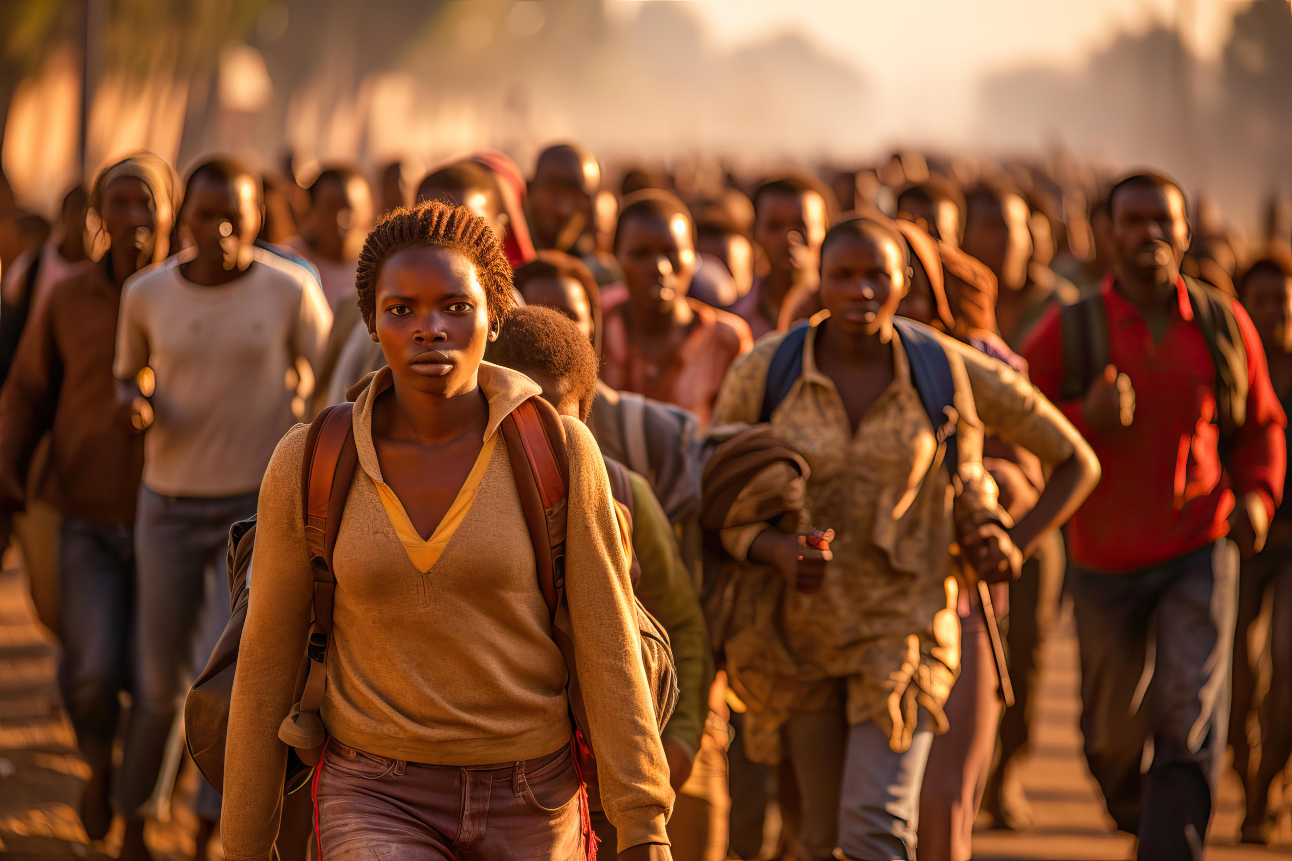 Women crossing border